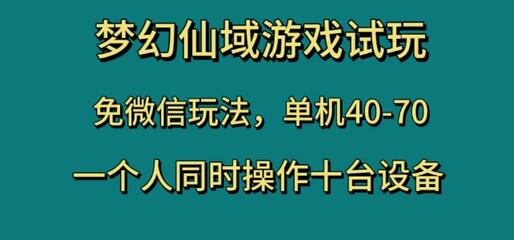 梦幻仙域游戏试玩，免微信玩法，单机40-70，一个人同时操作十台设备-七哥资源网 - 全网最全创业项目资源