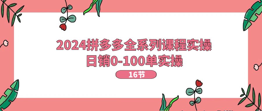 （11222期）2024拼多多全系列课程实操，日销0-100单实操【16节课】-七哥资源网 - 全网最全创业项目资源
