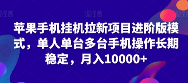 苹果手机挂机拉新项目进阶版模式，单人单台多台手机操作长期稳定，月入10000+-七哥资源网 - 全网最全创业项目资源