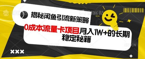 揭秘闲鱼引流新策略：0成本流量卡项目，月入1W+的长期稳定秘籍-七哥资源网 - 全网最全创业项目资源