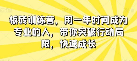 板砖训练营，用一年时间成为专业的人，带你突破行动局限，快速成长-七哥资源网 - 全网最全创业项目资源