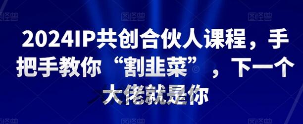 2024IP共创合伙人课程，手把手教你“割韭菜”，下一个大佬就是你-七哥资源网 - 全网最全创业项目资源