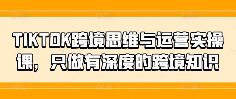 TIKTOK跨境思维与运营实操课，只做有深度的跨境知识-七哥资源网 - 全网最全创业项目资源