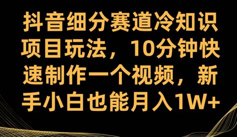 抖音细分赛道冷知识项目玩法，10分钟快速制作一个视频，新手小白也能月入1W+-七哥资源网 - 全网最全创业项目资源