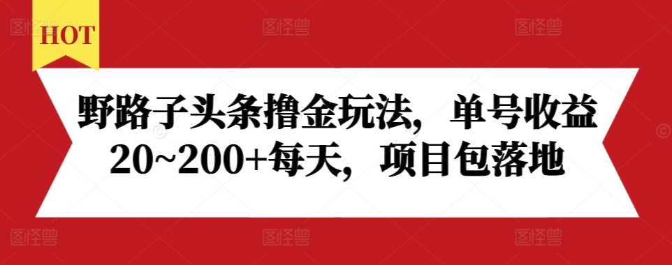 野路子头条撸金玩法，单号收益20~200+每天，项目包落地-七哥资源网 - 全网最全创业项目资源