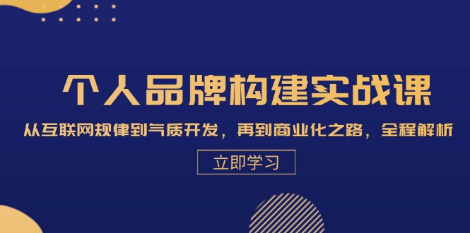 个人品牌构建实战课：从互联网规律到气质开发，再到商业化之路，全程解析-七哥资源网 - 全网最全创业项目资源