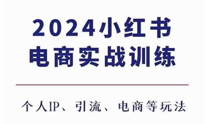 2024小红书电商3.0实战训练，包含个人IP、引流、电商等玩法-七哥资源网 - 全网最全创业项目资源