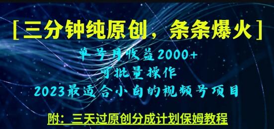 三分钟制作视频号纯原创，条条爆款，轻松月入过万-七哥资源网 - 全网最全创业项目资源