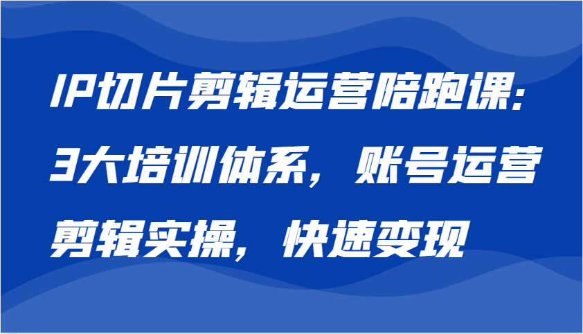 IP切片剪辑运营陪跑课，3大培训体系：账号运营 剪辑实操 快速变现-七哥资源网 - 全网最全创业项目资源