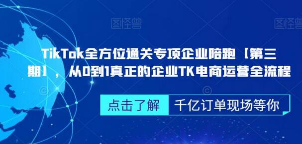 TikTok全方位通关专项企业陪跑【第三期】，从0到1真正的企业TK电商运营全流程-七哥资源网 - 全网最全创业项目资源