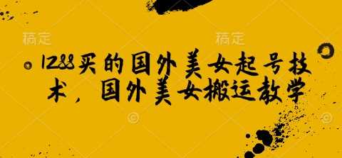 1288买的国外美女起号技术，国外美女搬运教学-七哥资源网 - 全网最全创业项目资源