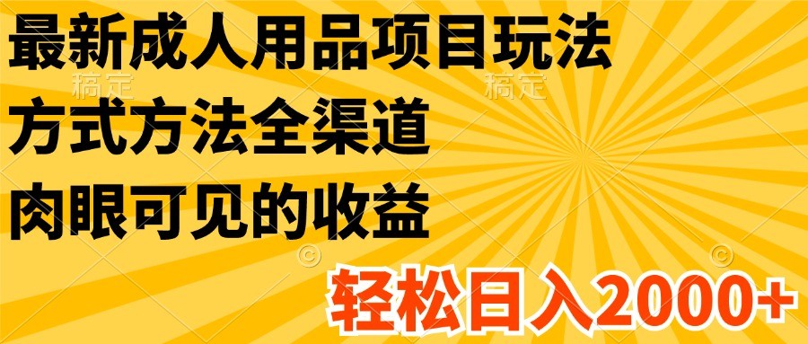 最新成人用品项目玩法，方式方法全渠道，肉眼可见的收益，轻松日入2000+-七哥资源网 - 全网最全创业项目资源