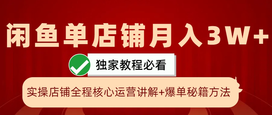 闲鱼单店铺月入3W+实操展示，爆单核心秘籍，一学就会-七哥资源网 - 全网最全创业项目资源