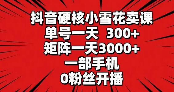 抖音硬核小雪花卖课，单号一天300+，矩阵一天3000+，一部手机0粉丝开播-七哥资源网 - 全网最全创业项目资源