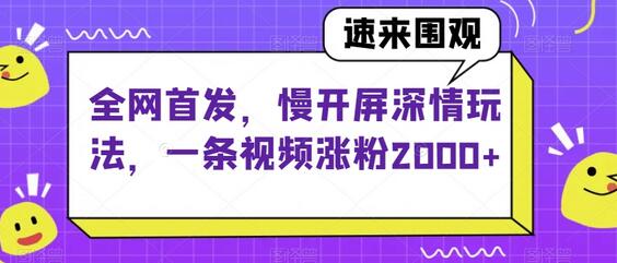 全网首发，慢开屏深情玩法，一条视频涨粉2000+-七哥资源网 - 全网最全创业项目资源