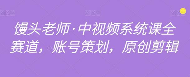 馒头老师·中视频系统课全赛道，账号策划，原创剪辑-七哥资源网 - 全网最全创业项目资源