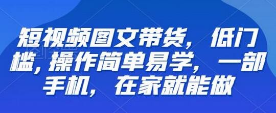 短视频图文带货，低门槛,操作简单易学，一部手机，在家就能做-七哥资源网 - 全网最全创业项目资源