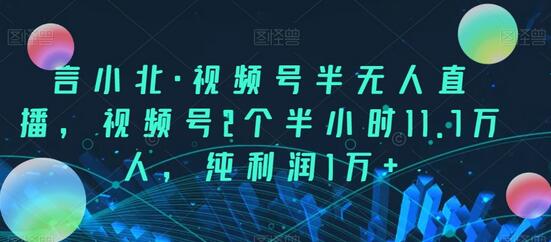 言小北·视频号半无人直播，视频号2个半小时11.7万人，纯利润1万+-七哥资源网 - 全网最全创业项目资源