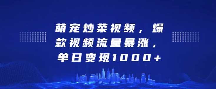 萌宠炒菜视频，爆款视频流量暴涨，单日变现1k-七哥资源网 - 全网最全创业项目资源