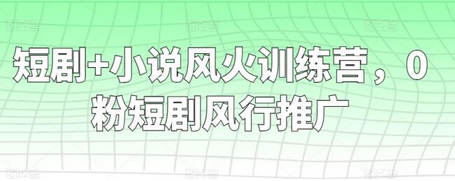 短剧+小说风火训练营，0粉短剧风行推广-七哥资源网 - 全网最全创业项目资源