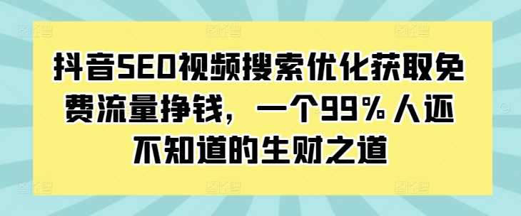 抖音SEO视频搜索优化获取免费流量挣钱，一个99%人还不知道的生财之道-七哥资源网 - 全网最全创业项目资源