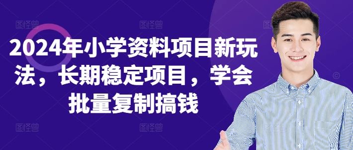 2024年小学资料项目新玩法，长期稳定项目，学会批量复制搞钱-七哥资源网 - 全网最全创业项目资源