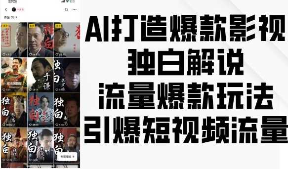 AI打造爆款影视独白解说，流量爆款玩法，引爆短视频流量-七哥资源网 - 全网最全创业项目资源