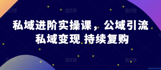 私域进阶实操课，公域引流 私域变现 持续复购-七哥资源网 - 全网最全创业项目资源