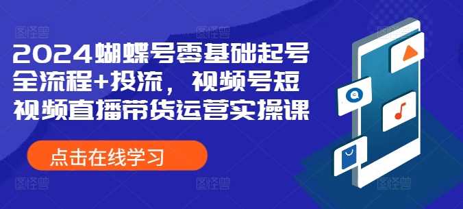 2024蝴蝶号零基础起号全流程+投流，视频号短视频直播带货运营实操课-七哥资源网 - 全网最全创业项目资源