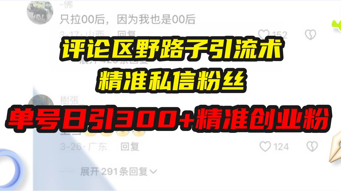 （13676期）评论区野路子引流术，精准私信粉丝，单号日引流300+精准创业粉-七哥资源网 - 全网最全创业项目资源