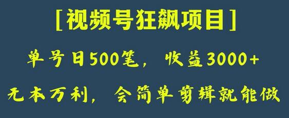 日收款500笔，纯利润3000+，视频号狂飙项目，会简单剪辑就能做-七哥资源网 - 全网最全创业项目资源