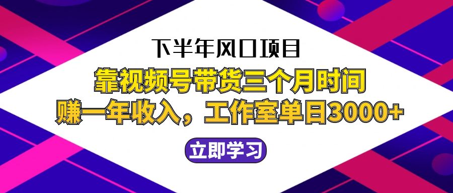 下半年风口项目，靠视频号带货三个月时间赚一年收入，工作室实测单日3…-七哥资源网 - 全网最全创业项目资源