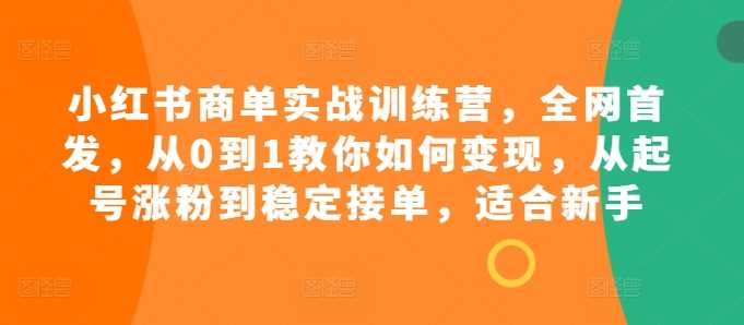 小红书商单实战训练营，全网首发，从0到1教你如何变现，从起号涨粉到稳定接单，适合新手-七哥资源网 - 全网最全创业项目资源