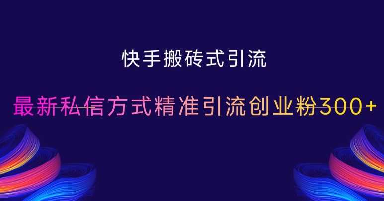 快手搬砖式引流，最新私信方式精准引流创业粉300+-七哥资源网 - 全网最全创业项目资源