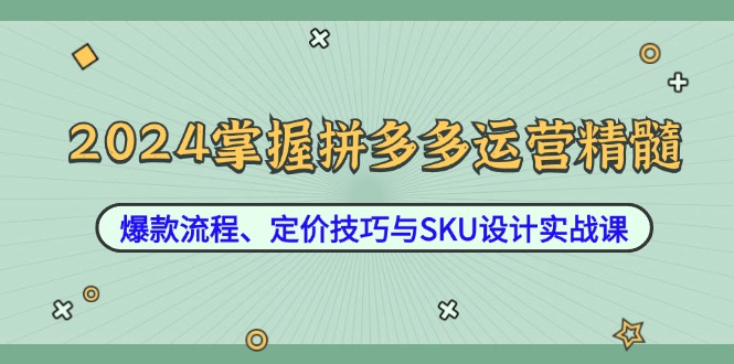 （12703期）2024掌握拼多多运营精髓：爆款流程、定价技巧与SKU设计实战课-七哥资源网 - 全网最全创业项目资源