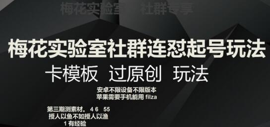 梅花实验室社群连怼起号玩法，卡模板过原创玩法-七哥资源网 - 全网最全创业项目资源