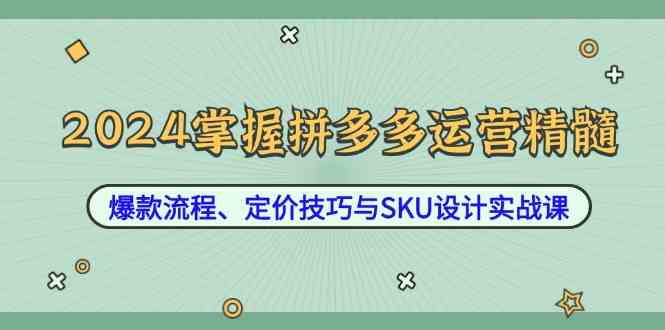 2024掌握拼多多运营精髓：爆款流程、定价技巧与SKU设计实战课-七哥资源网 - 全网最全创业项目资源