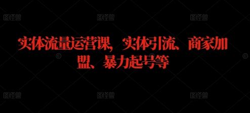 实体流量运营课，实体引流、商家加盟、暴力起号等-七哥资源网 - 全网最全创业项目资源