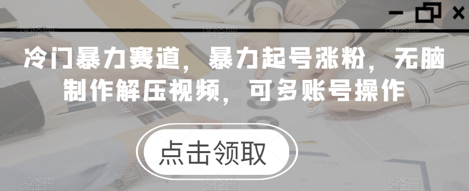 冷门暴力赛道，暴力起号涨粉，无脑制作解压视频，可多账号操作-七哥资源网 - 全网最全创业项目资源