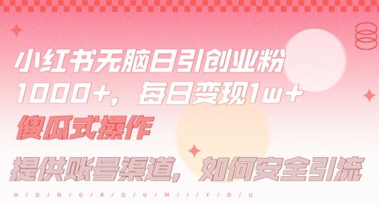 小红书无脑每日引流创业粉500+，小白每天只花半小时，躺赚长尾收益【揭秘】-七哥资源网 - 全网最全创业项目资源