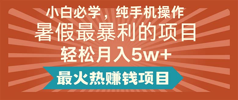 （11583期）小白必学，纯手机操作，暑假最暴利的项目轻松月入5w+最火热赚钱项目-七哥资源网 - 全网最全创业项目资源