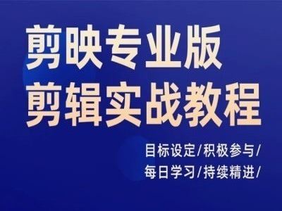 剪映专业版剪辑实战教程，目标设定/积极参与/每日学习/持续精进-七哥资源网 - 全网最全创业项目资源
