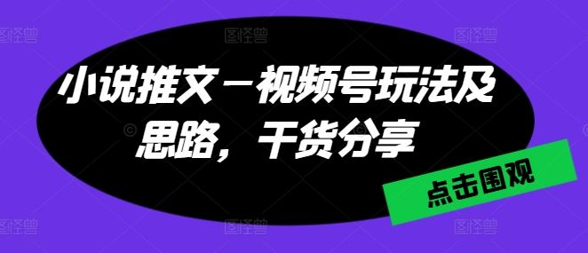 小说推文—视频号玩法及思路，干货分享-七哥资源网 - 全网最全创业项目资源
