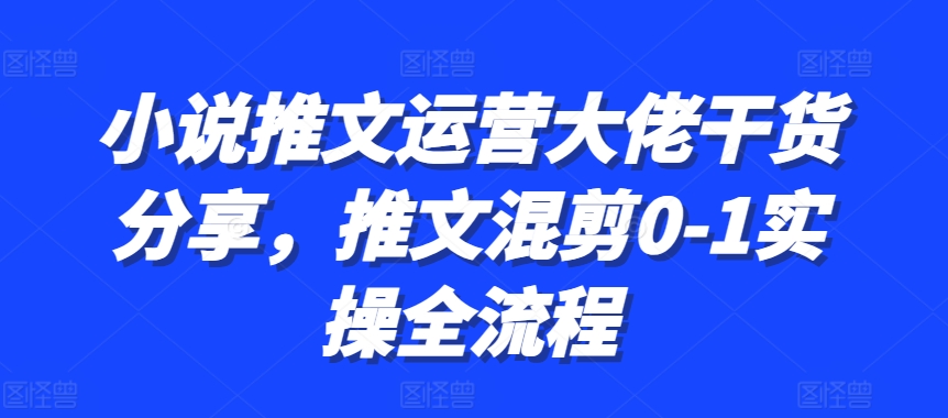 小说推文运营大佬干货分享，推文混剪0-1实操全流程-七哥资源网 - 全网最全创业项目资源