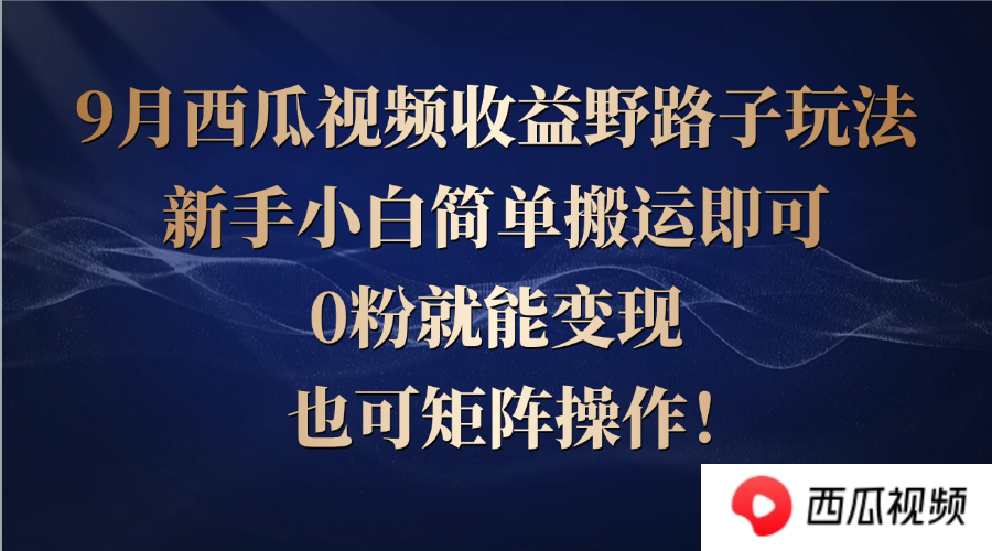 （12760期）西瓜视频收益野路子玩法，新手小白简单搬运即可，0粉就能变现，也可矩…-七哥资源网 - 全网最全创业项目资源