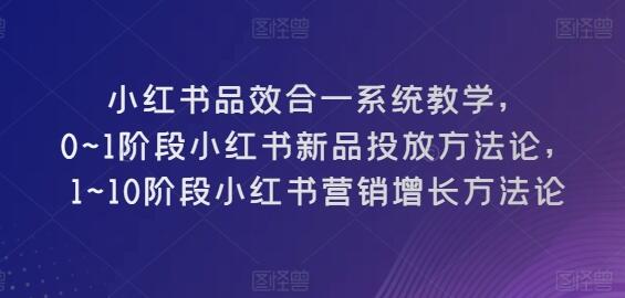 小红书品效合一系统教学，​0~1阶段小红书新品投放方法论，​1~10阶段小红书营销增长方法论-七哥资源网 - 全网最全创业项目资源