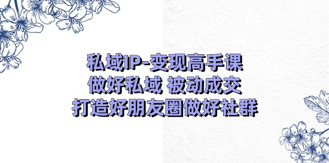 私域IP变现高手课：做好私域被动成交，打造好朋友圈做好社群（18节）-七哥资源网 - 全网最全创业项目资源