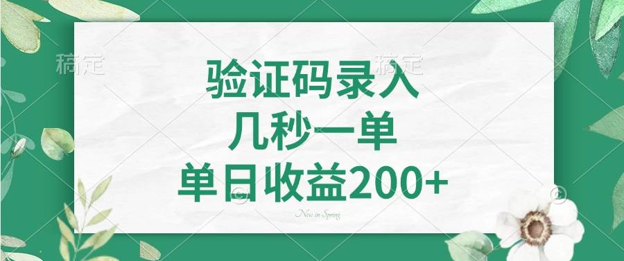 （14221期）验证码录入，几秒一单，单日收益200+-七哥资源网 - 全网最全创业项目资源
