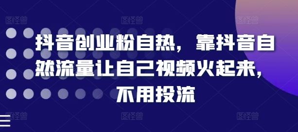 抖音创业粉自热，靠抖音自然流量让自己视频火起来，不用投流-七哥资源网 - 全网最全创业项目资源
