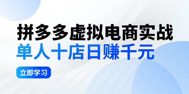 （12326期）拼多多虚拟电商实战：单人10店日赚千元，深耕老项目，稳定盈利不求风口-七哥资源网 - 全网最全创业项目资源